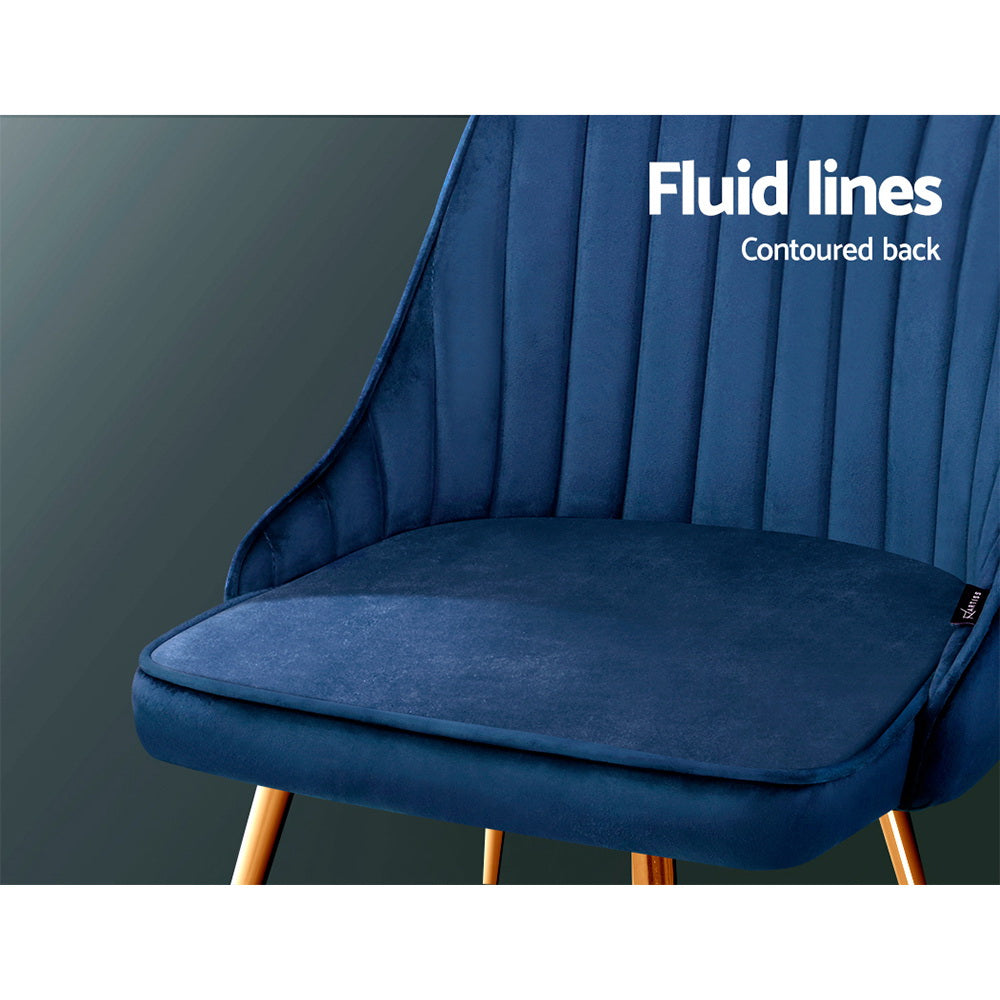 Artiss Nappa Set of 2 Dining Chairs Modern Metal Legs Velvet Blue
