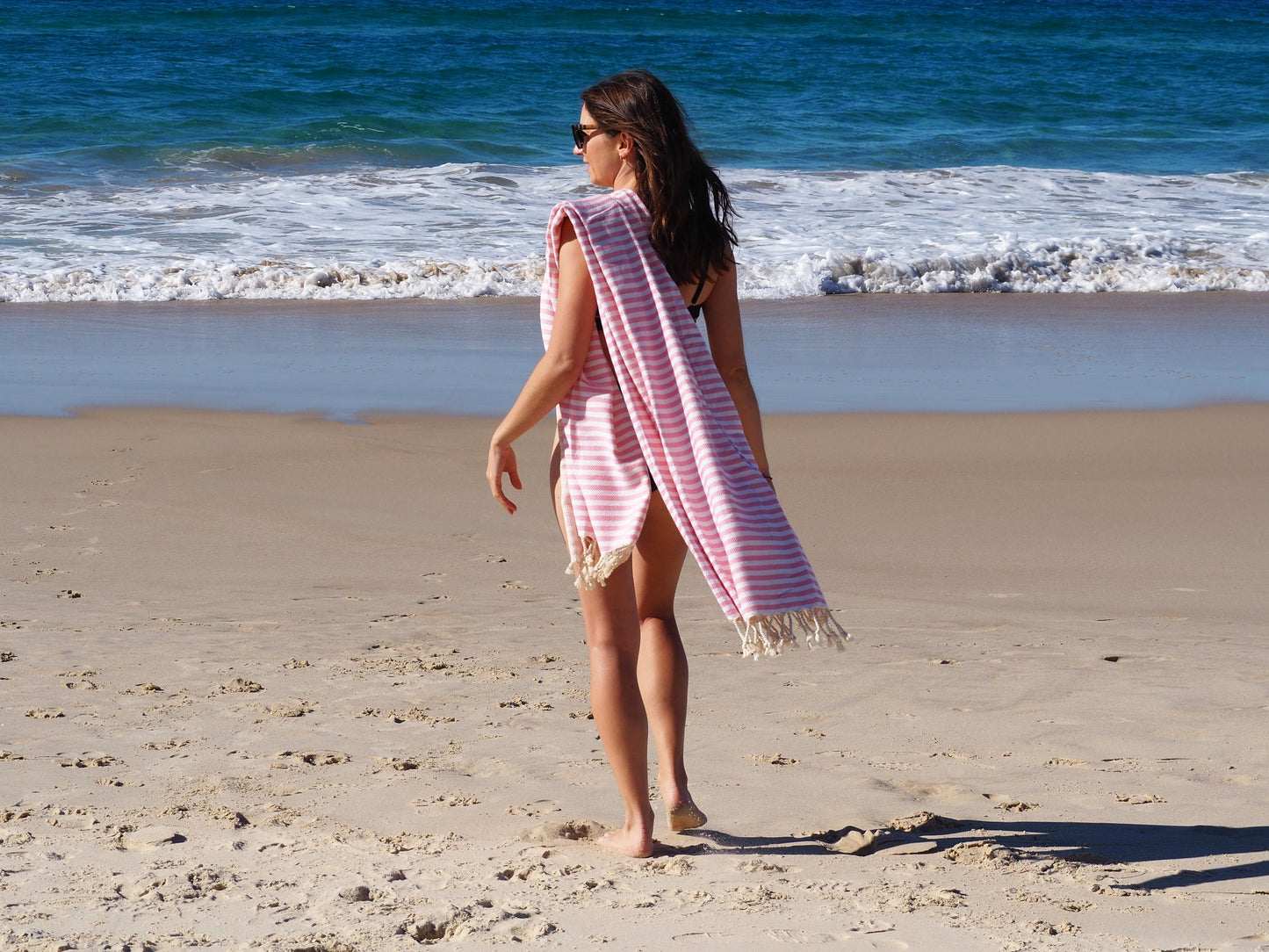 PORTSEA TURKISH COTTON BEACH TOWEL - BLUSH