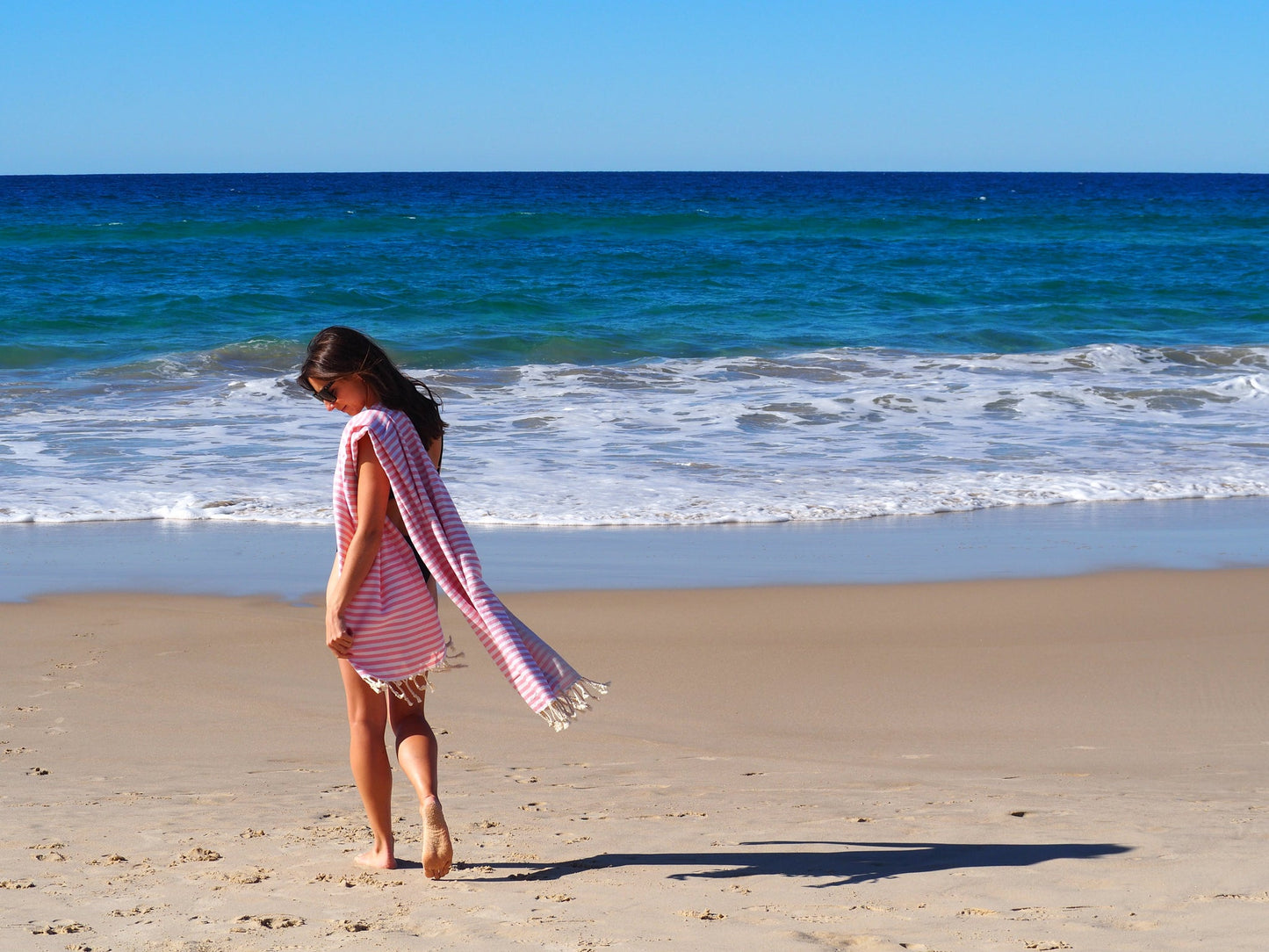 PORTSEA TURKISH COTTON BEACH TOWEL - BLUSH