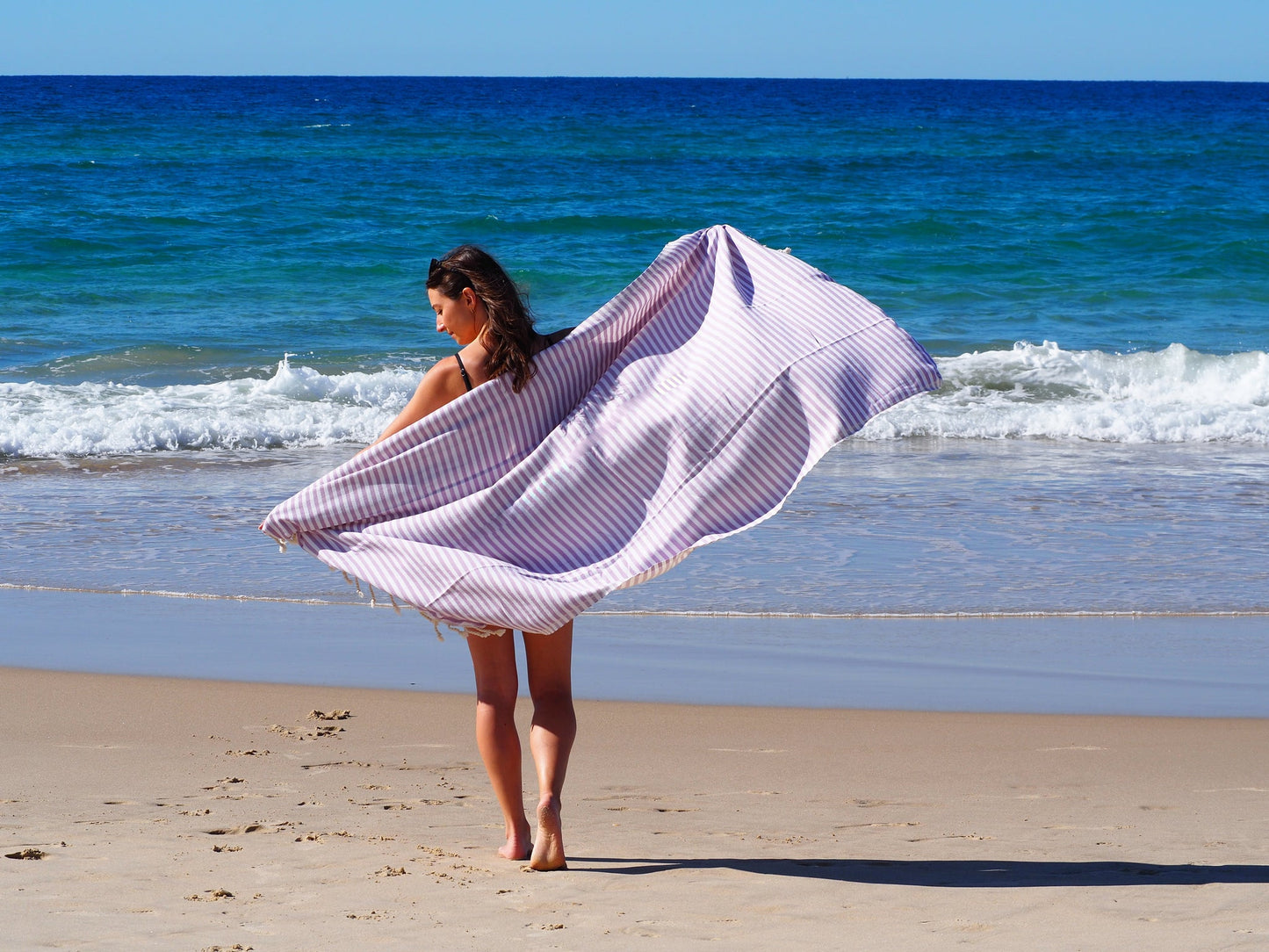 PORTSEA TURKISH COTTON BEACH TOWEL - LILAC