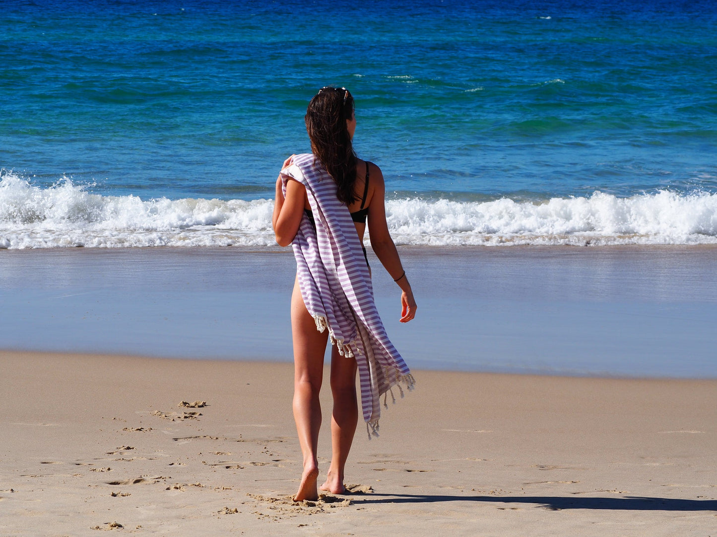 PORTSEA TURKISH COTTON BEACH TOWEL - LILAC