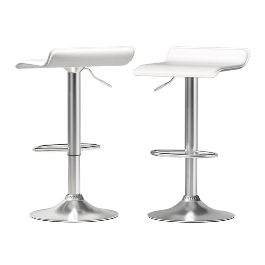 Artiss Wade x2 Bar Stools Gas Lift PU Leather White