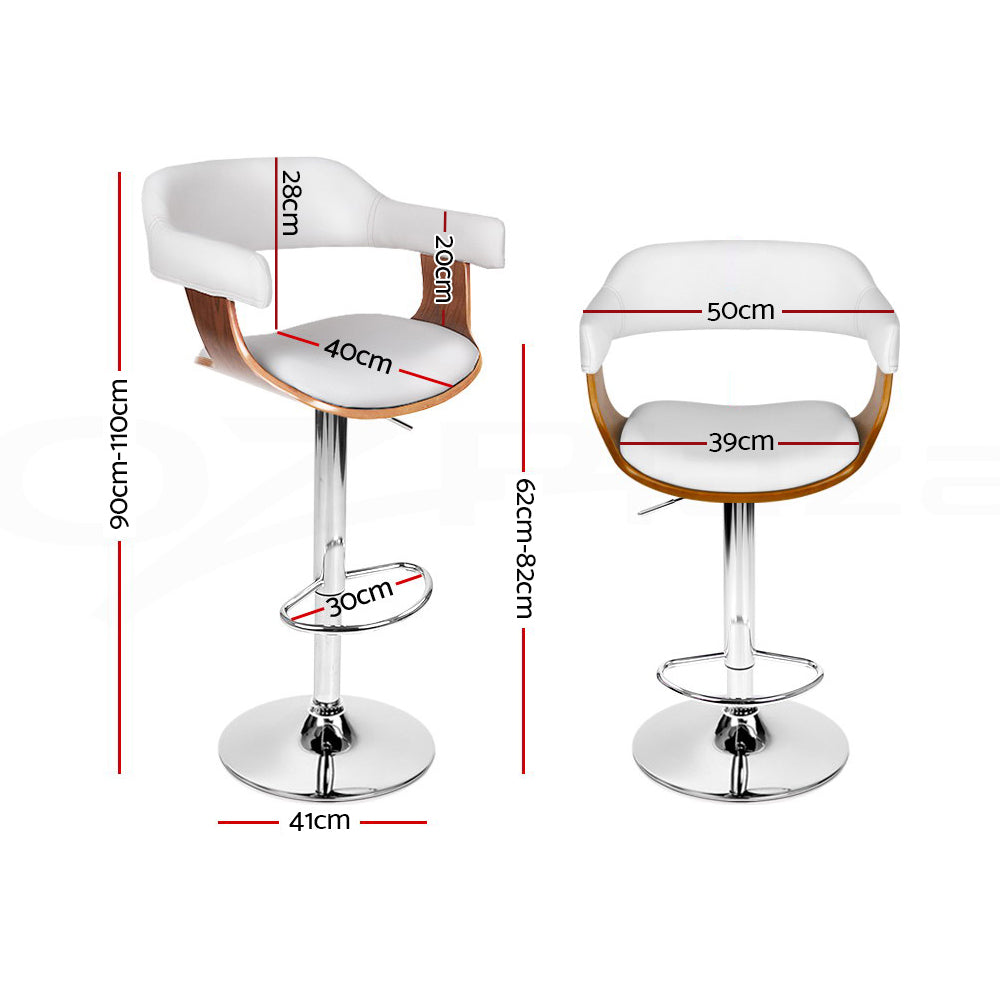 Artiss Selina Wooden PU Leather Bar Stool - White and Chrome