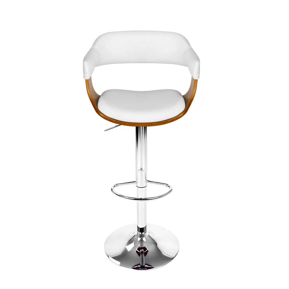 Artiss Selina Wooden PU Leather Bar Stool - White and Chrome