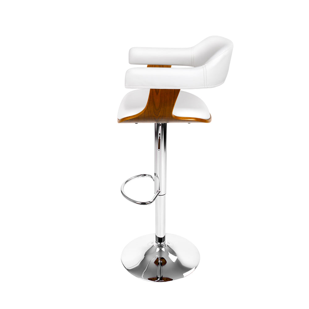 Artiss Selina Wooden PU Leather Bar Stool - White and Chrome