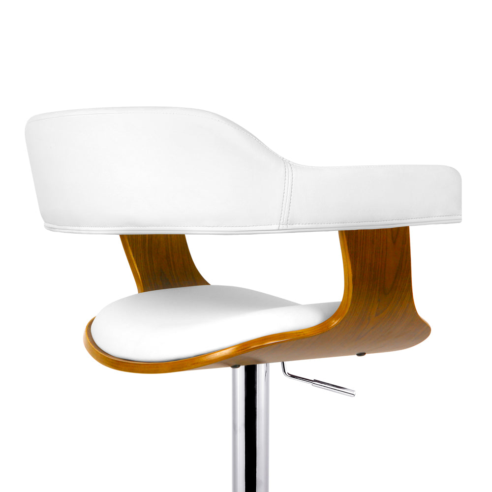 Artiss Selina Wooden PU Leather Bar Stool - White and Chrome