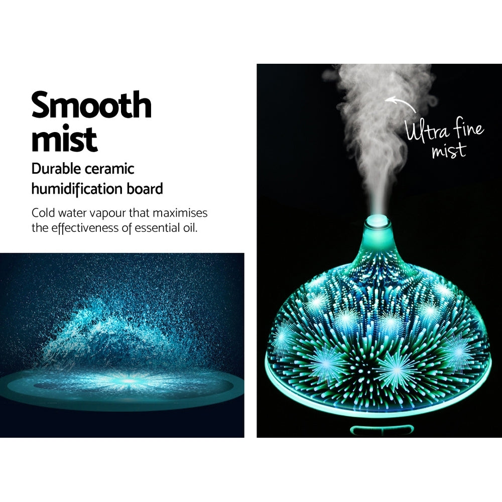DEVANTI Aroma Diffuser 3D LED Night Light Firework Air Humidifier Purifier 400ml Remote Control