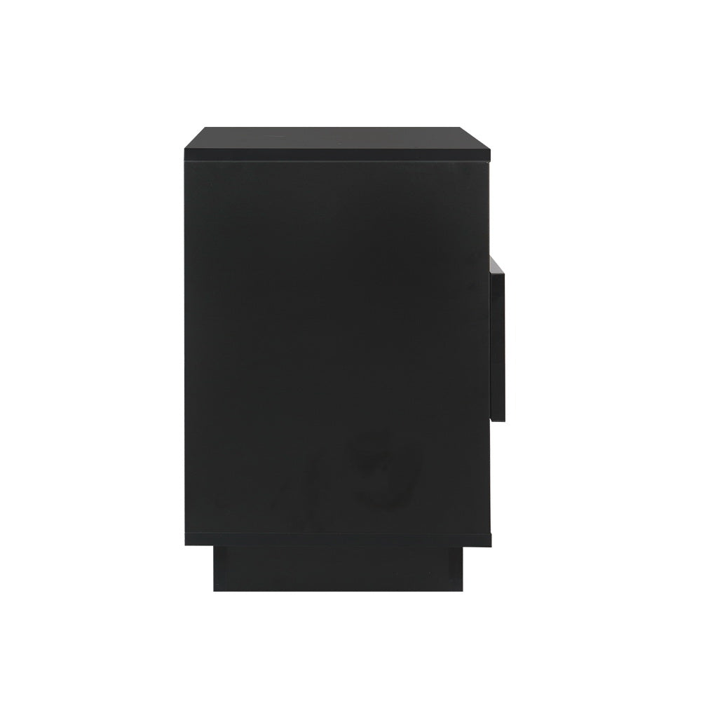 Artiss Hana Bedside Table RGB LED High Gloss Black