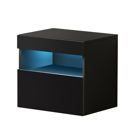 Artiss Heres Bedside Tables RGB LED High Gloss Black
