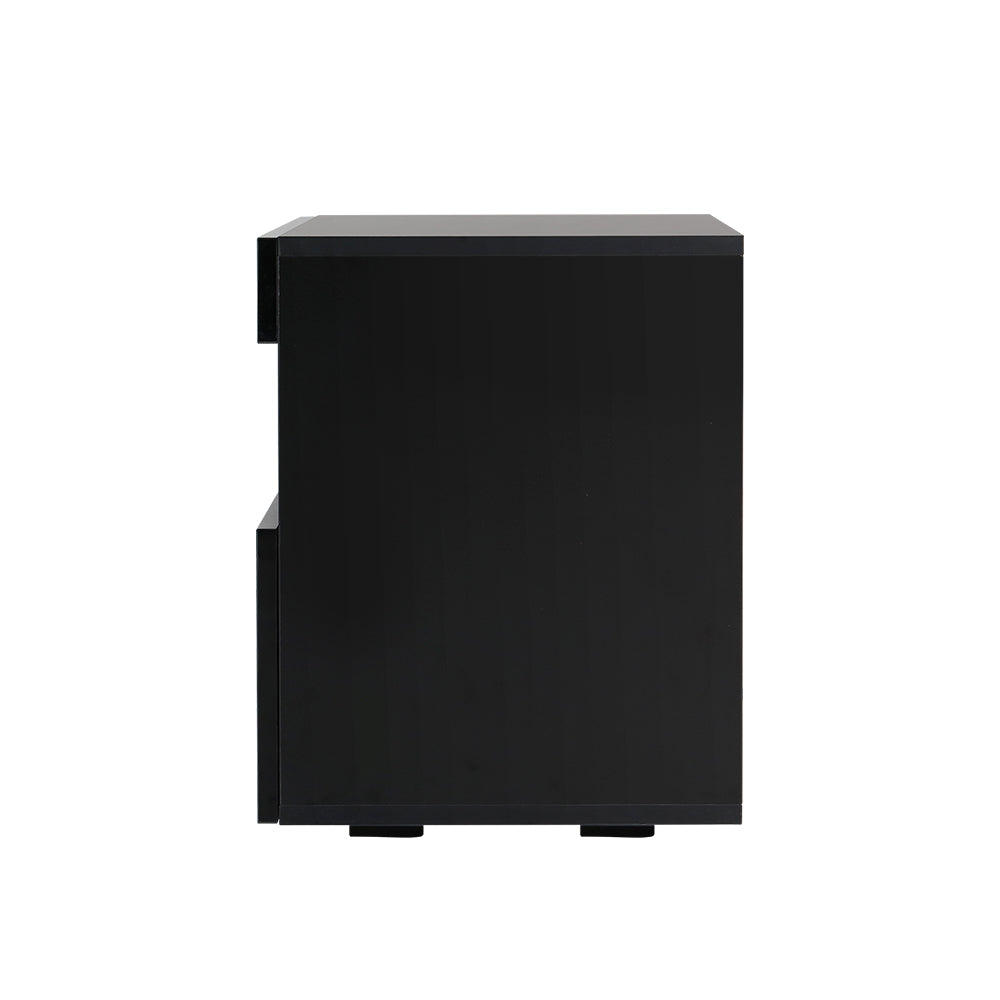 Artiss Heres Bedside Tables RGB LED High Gloss Black