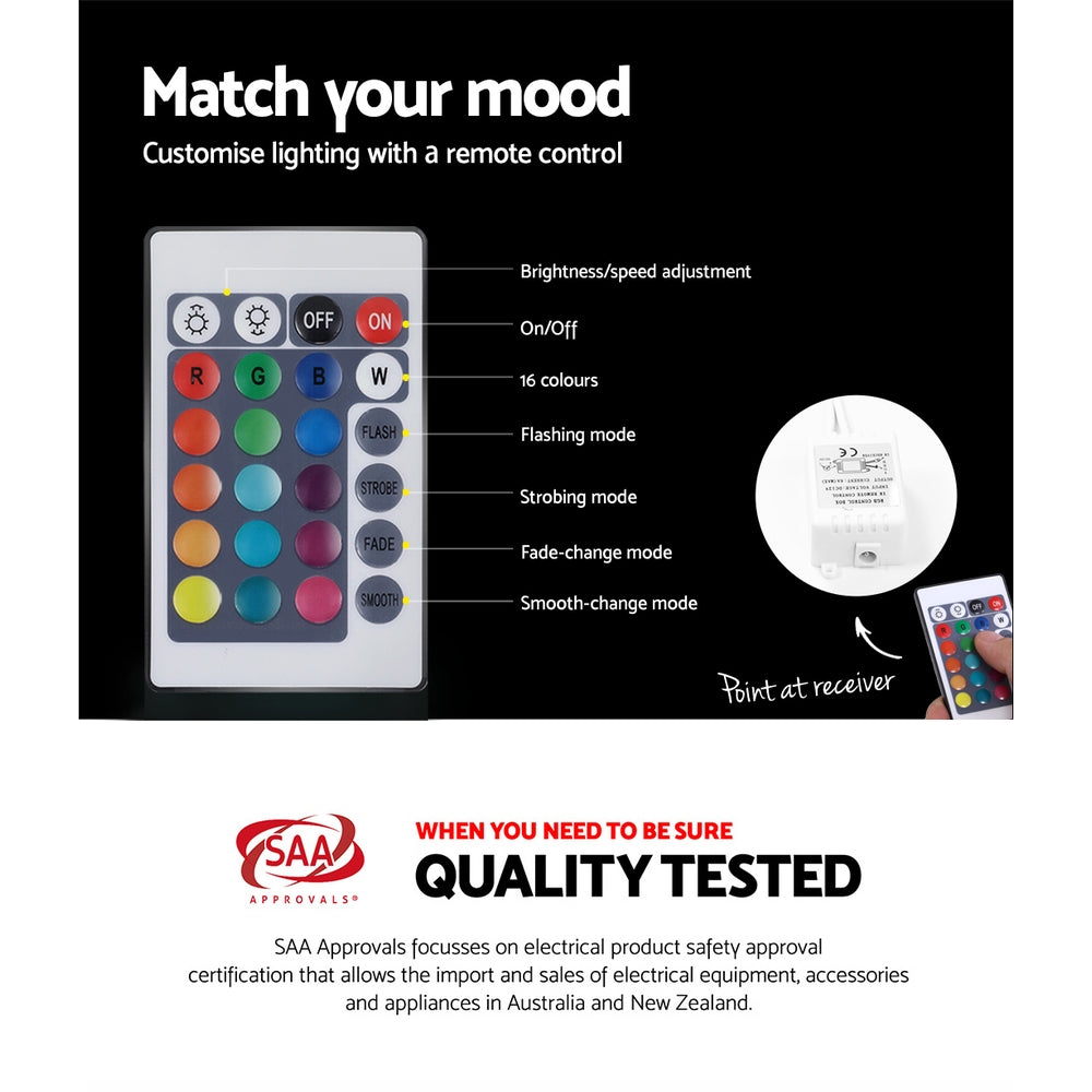 Artiss Heres Bedside Tables RGB LED High Gloss Black