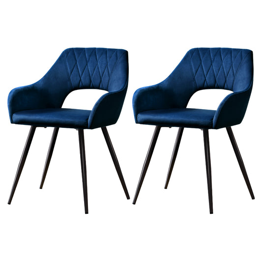 Artiss Caitlee Set of 2 Dining Chairs Velvet Blue
