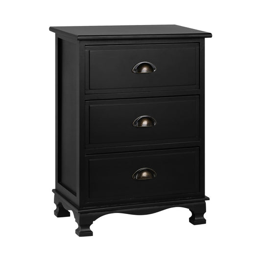 Artiss Thyme Vintage Bedside Table Black