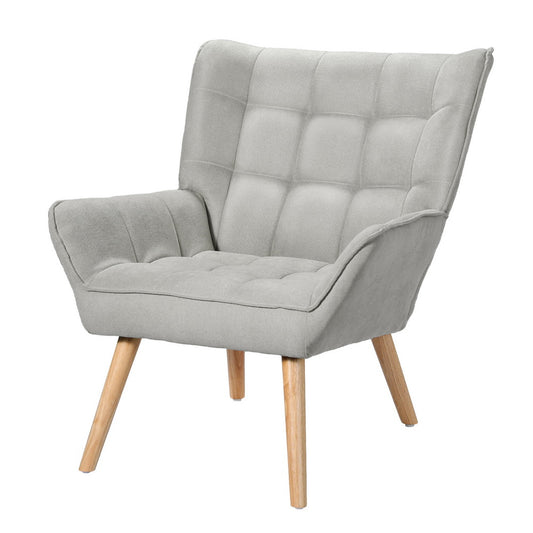 Artiss Cindy Accent Chair Linen Fabric Cushion Seat Grey