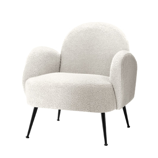 Artiss Hanes Accent Chair Sherpa Boucle White