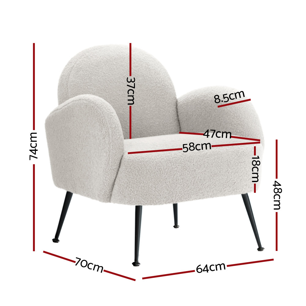 Artiss Hanes Accent Chair Sherpa Boucle White