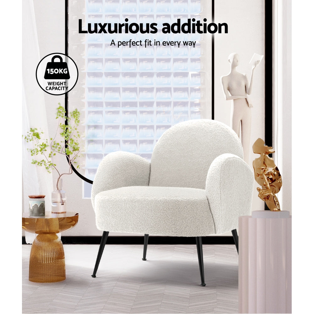 Artiss Hanes Accent Chair Sherpa Boucle White
