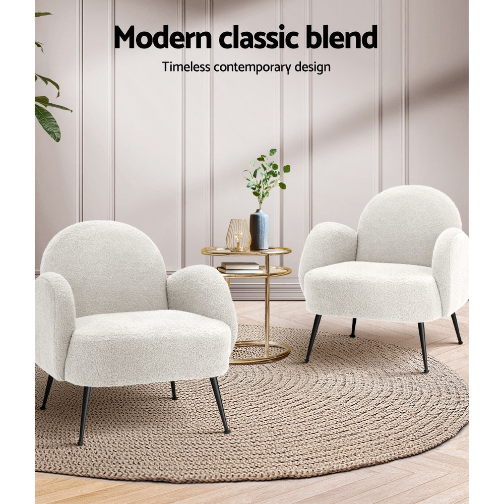 Artiss Hanes Accent Chair Sherpa Boucle White