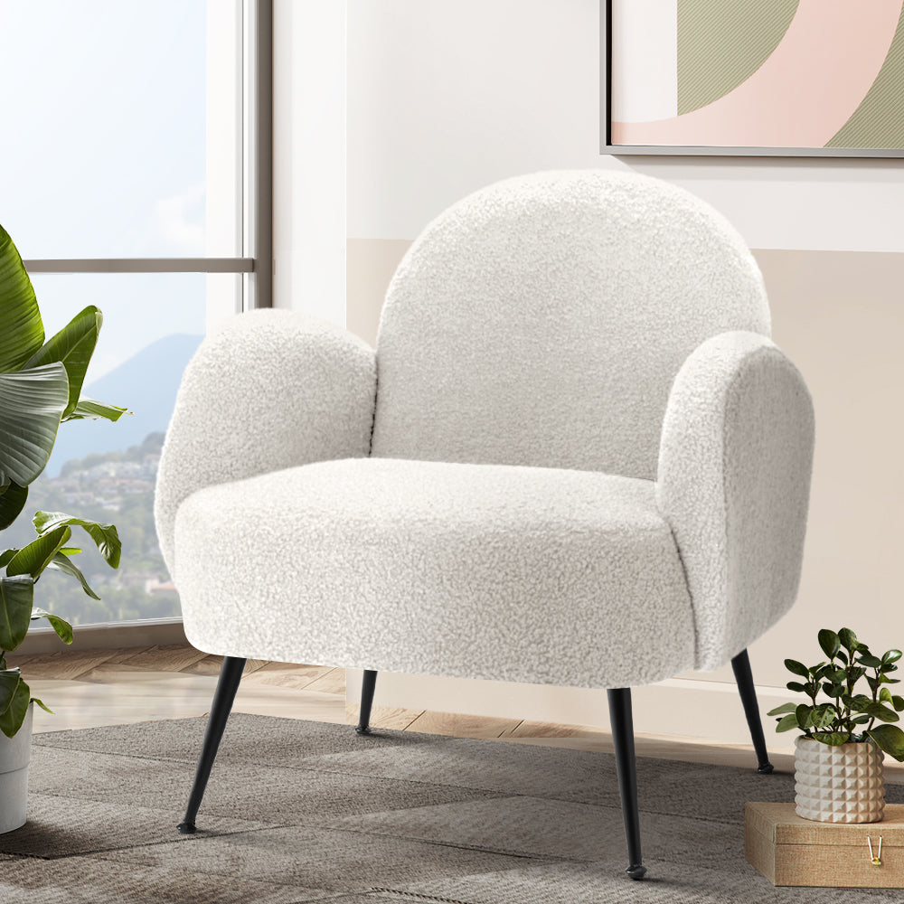 Artiss Hanes Accent Chair Sherpa Boucle White