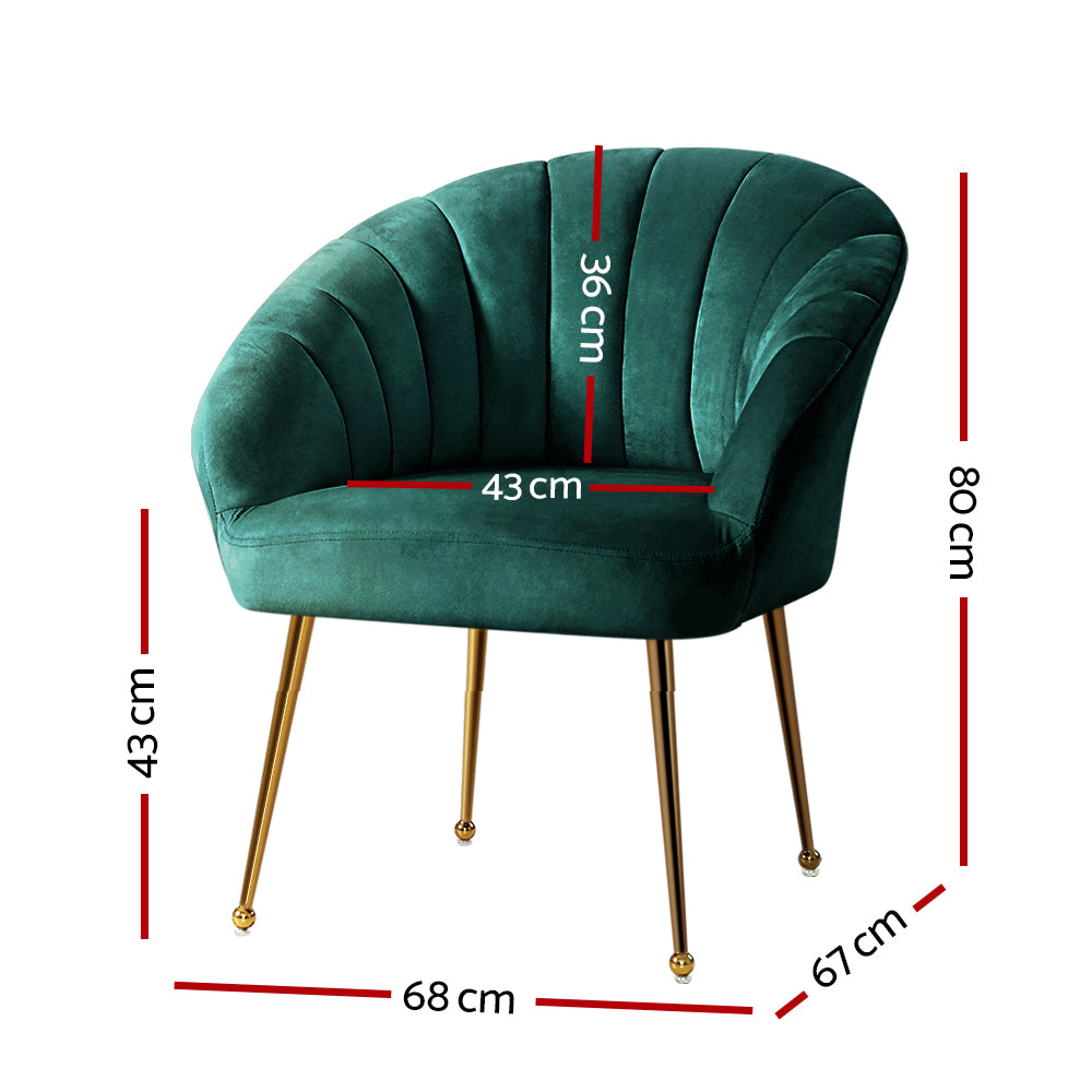Artiss Eloise Accent Chair Velvet Green