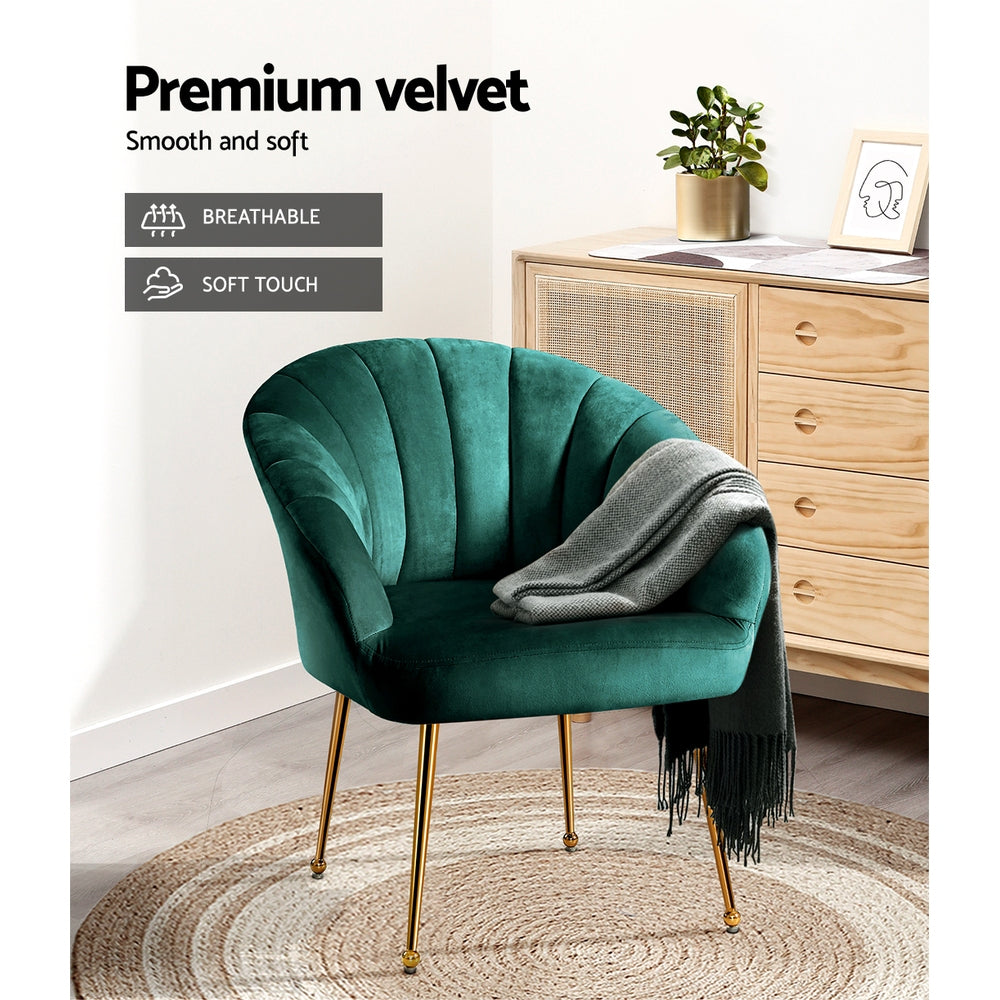 Artiss Eloise Accent Chair Velvet Green