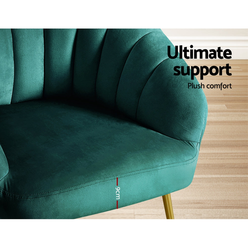 Artiss Eloise Accent Chair Velvet Green