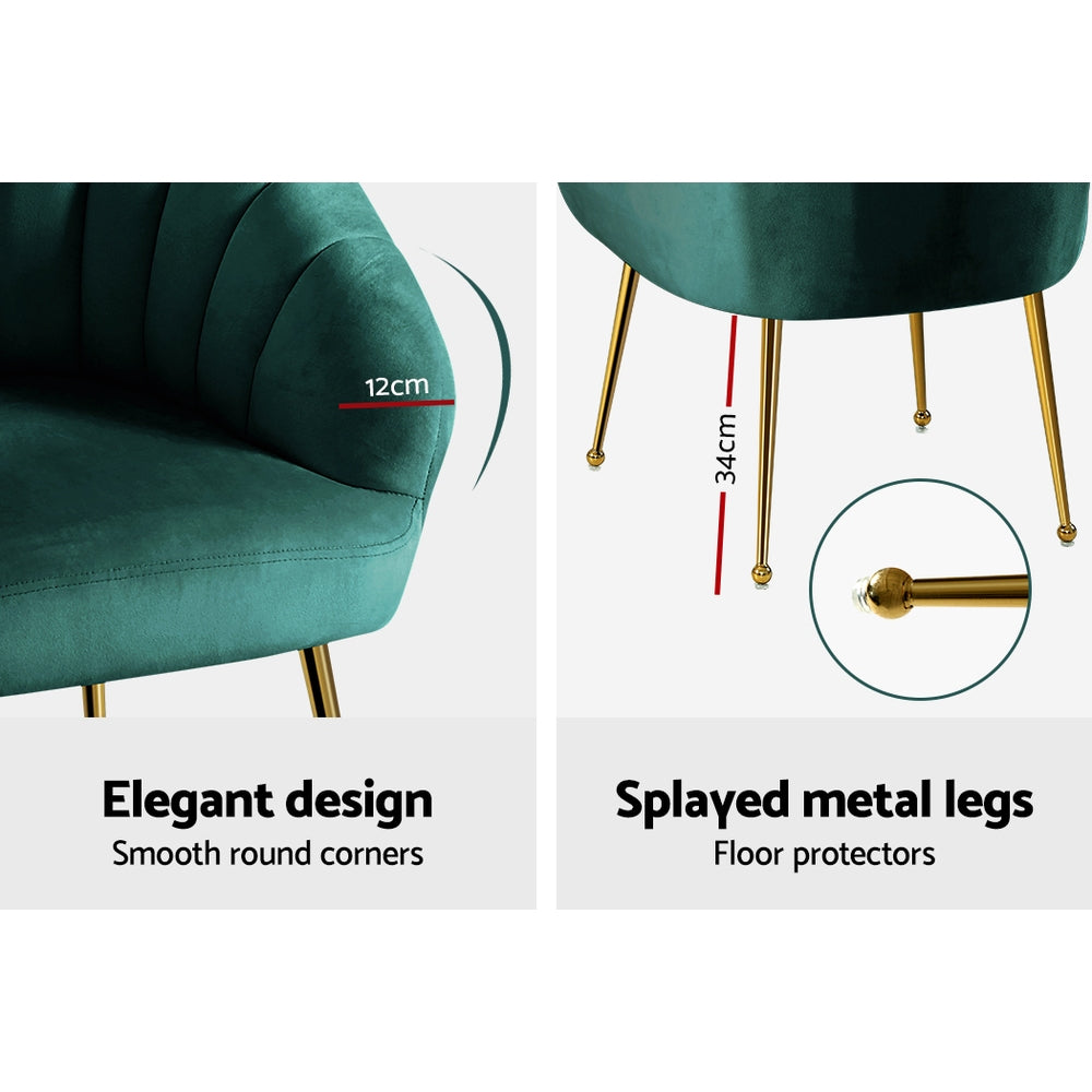 Artiss Eloise Accent Chair Velvet Green
