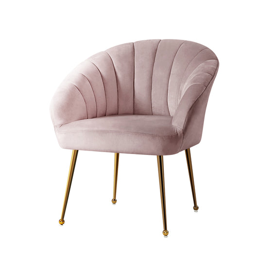 Artiss Eloise Accent Chair Velvet Sofa Pink