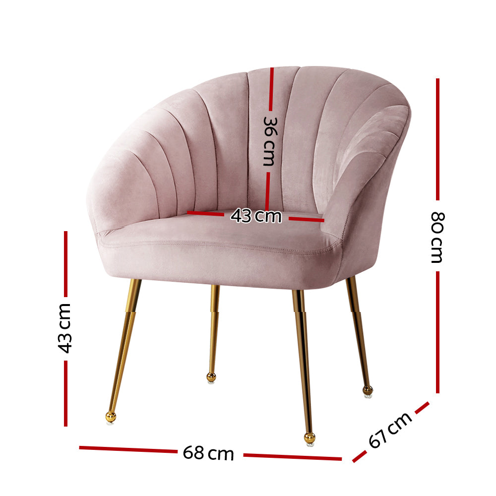 Artiss Eloise Accent Chair Velvet Sofa Pink