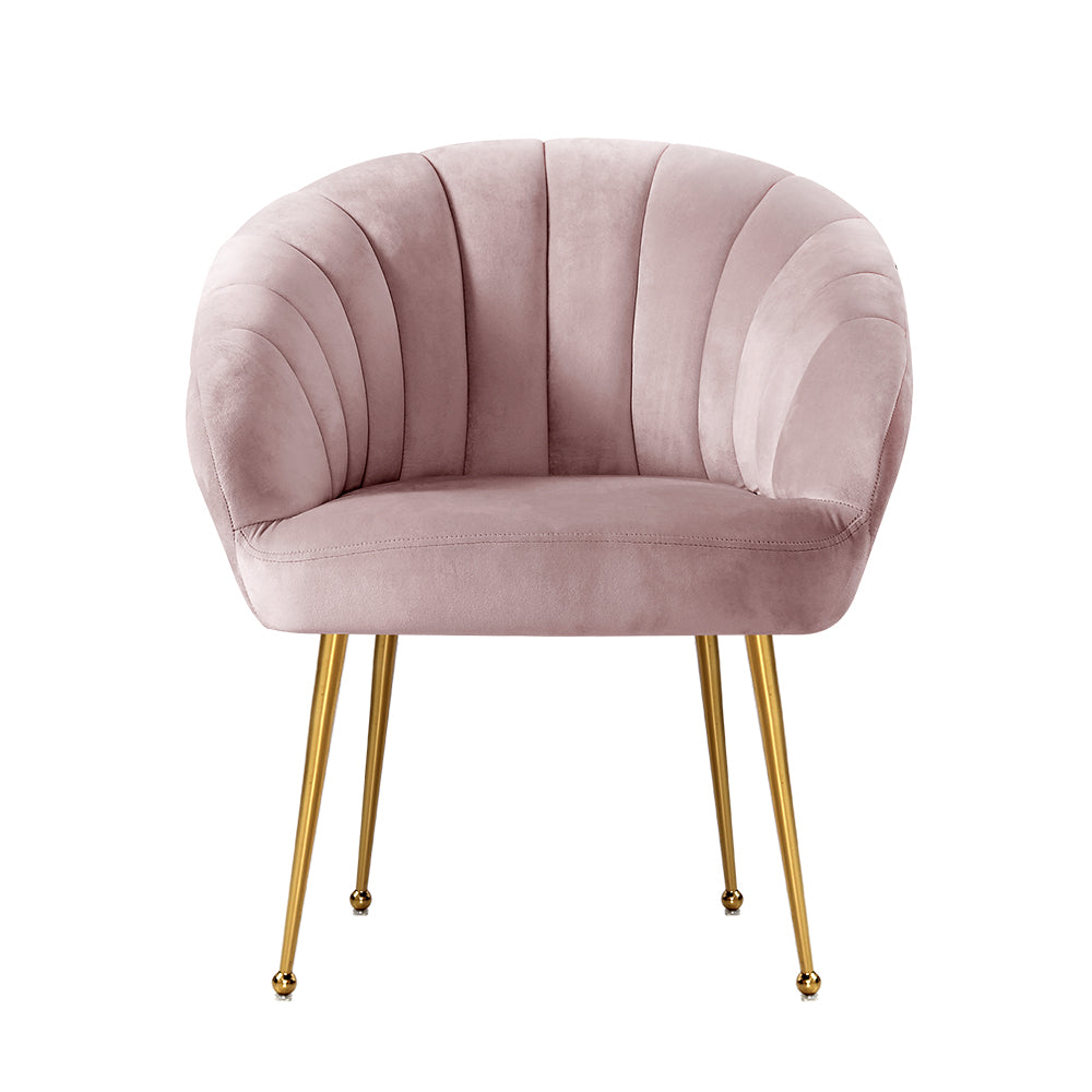 Artiss Eloise Accent Chair Velvet Sofa Pink