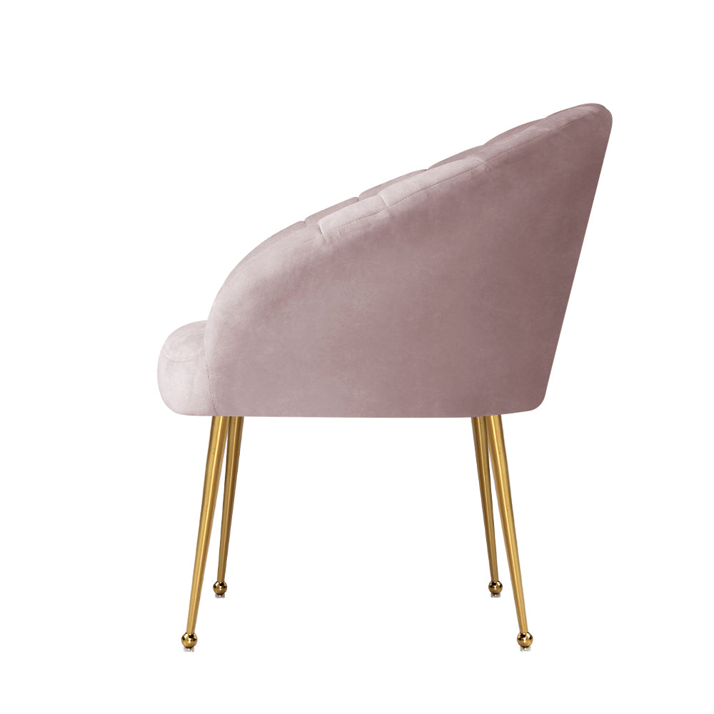 Artiss Eloise Accent Chair Velvet Sofa Pink