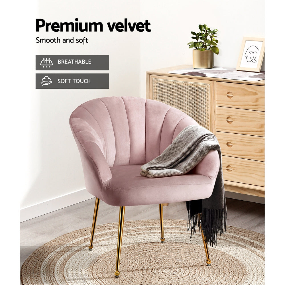 Artiss Eloise Accent Chair Velvet Sofa Pink