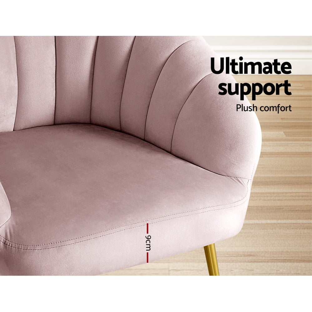 Artiss Eloise Accent Chair Velvet Sofa Pink