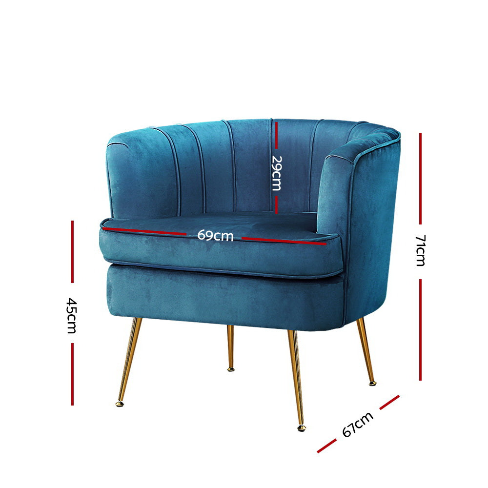 Artiss Norvia Accent Chair Navy Blue