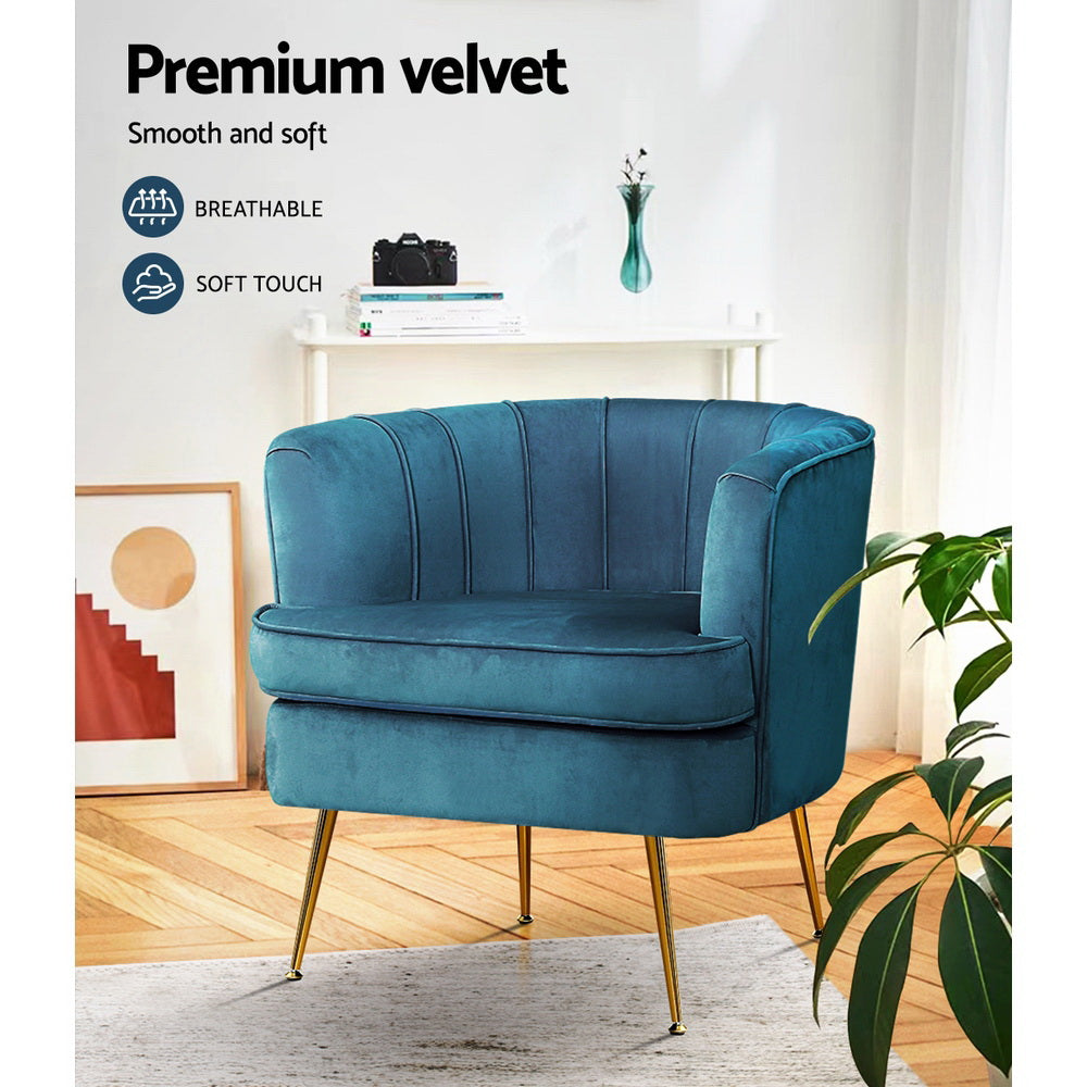Artiss Norvia Accent Chair Navy Blue