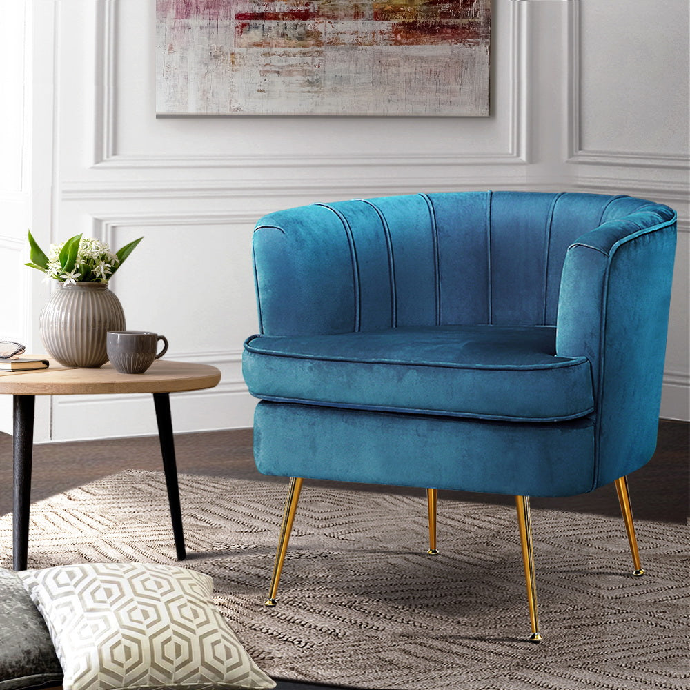 Artiss Norvia Accent Chair Navy Blue