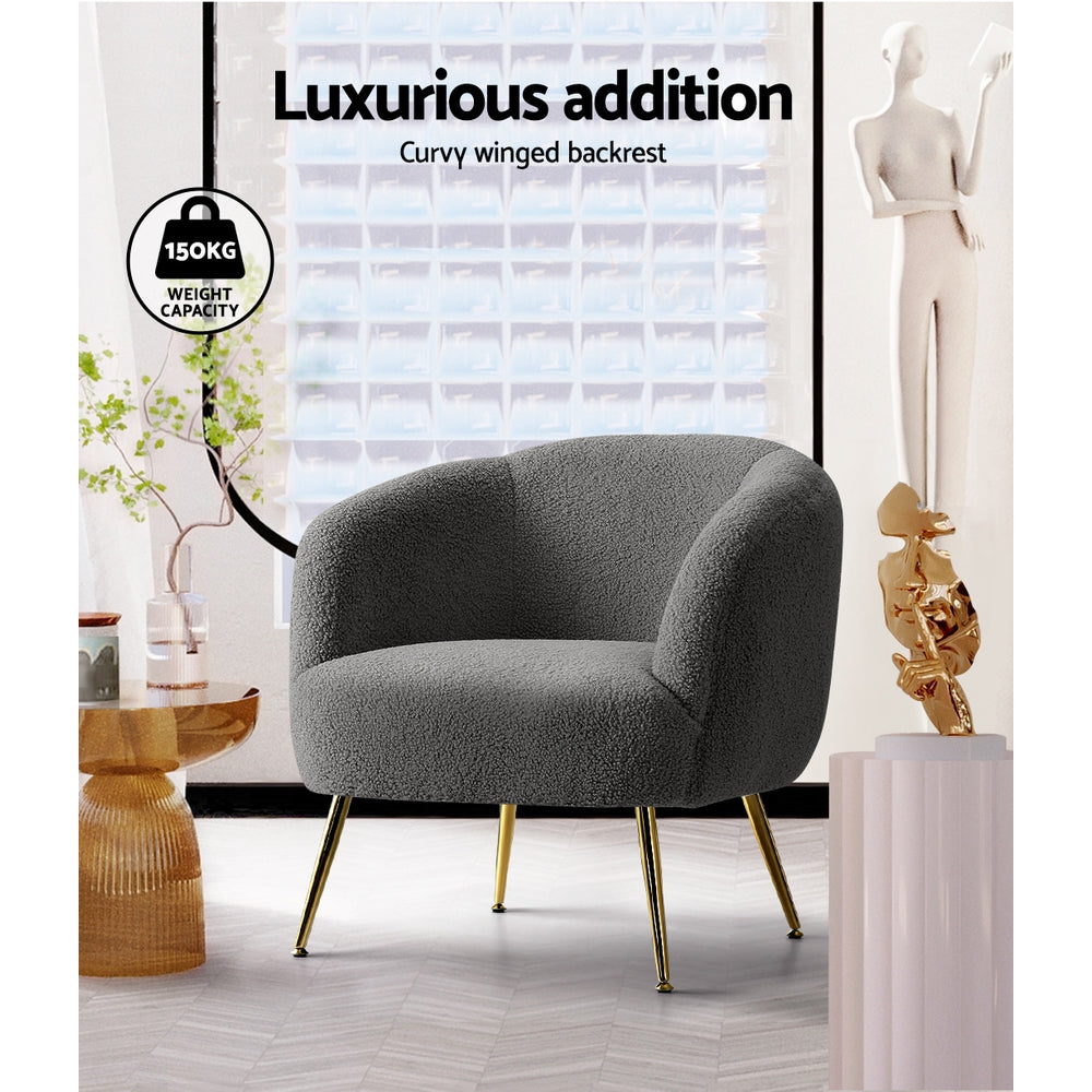 Artiss Carneiro Accent Chair Sherpa Boucle Charcoal