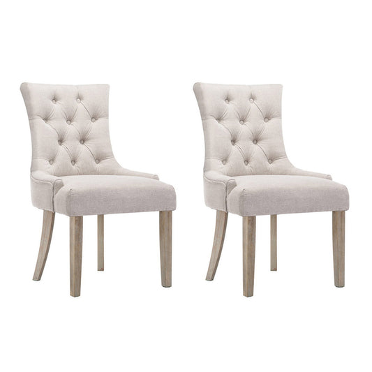 Artiss Cayes Set of 2 Dining Chair Beige French Provincial Chairs