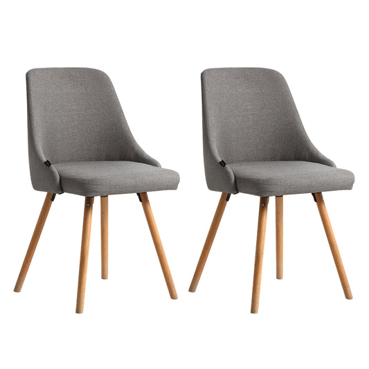Artiss Kalmar Set of 2 Dining Chairs Beech Wooden Timber Chair Fabric Grey