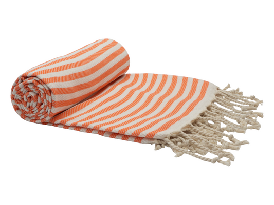 PORTSEA TURKISH COTTON BEACH TOWEL - CORAL
