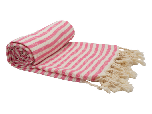 PORTSEA TURKISH COTTON BEACH TOWEL - ROSE