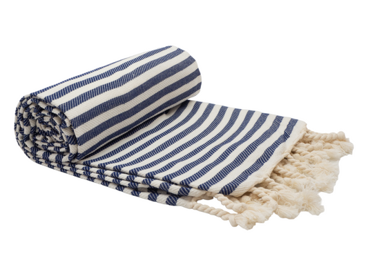 PORTSEA TURKISH COTTON BEACH TOWEL - NAVY