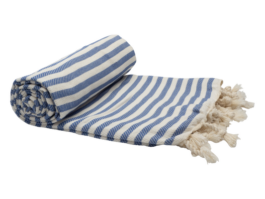 PORTSEA TURKISH COTTON BEACH TOWEL - DENIM