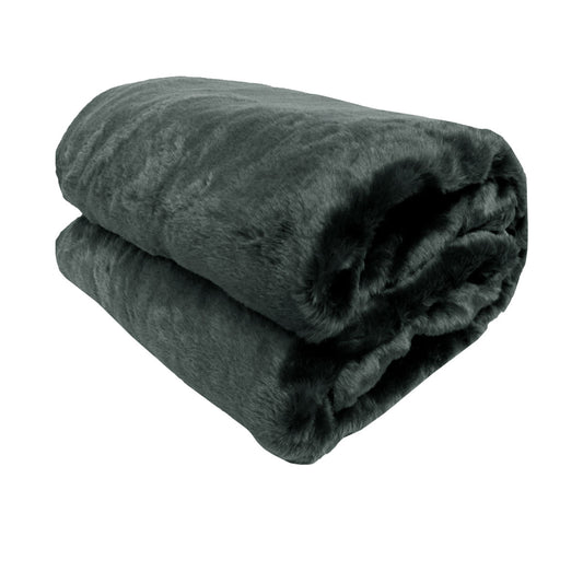 Faux Mink Throw Rug Picnic Rug Charcoal