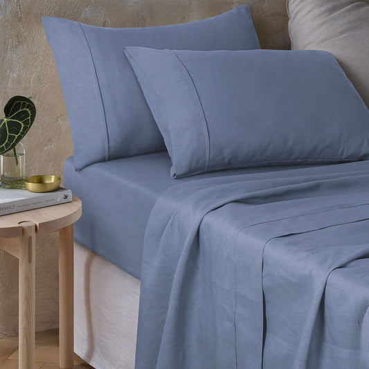 100% Hemp Sky Blue Sheet Set Queen